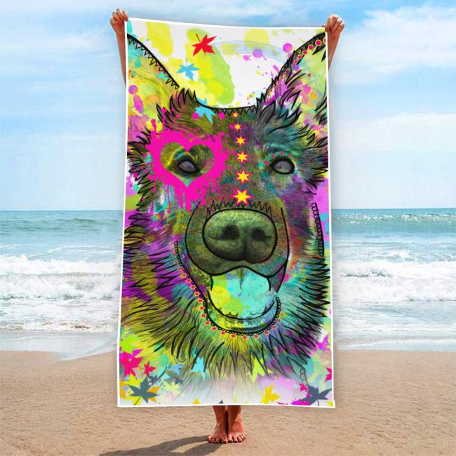 Preview: Badehandtuch Bootsmann – Popart-Hundemotiv, 75x165 cm, 100 % Polyester, weich & schnelltrocknend